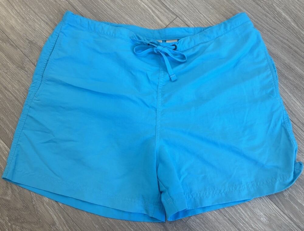 L L Bean Aqua Blue Duplex Nylon Athletic Swim Shorts Women’s Size Small NEW